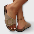 Pin Podaway Women's Slip-On Sandals Cork Footbed Adjustable Buckle Black — Image 7