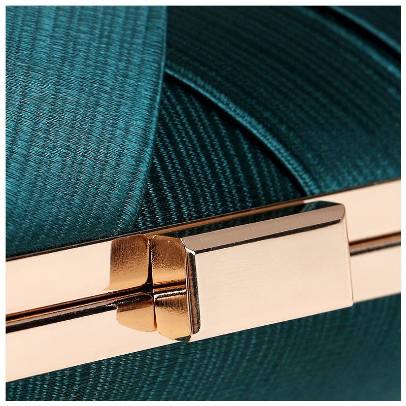 Satin Evening Clutch with Tassel Accent, Available in Gold, Green, Black, and Silver — Image 7