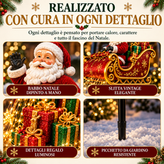 🎅 Slitta di Babbo Natale Volante con Luci Solari – Decorazione Natalizia da Giardino