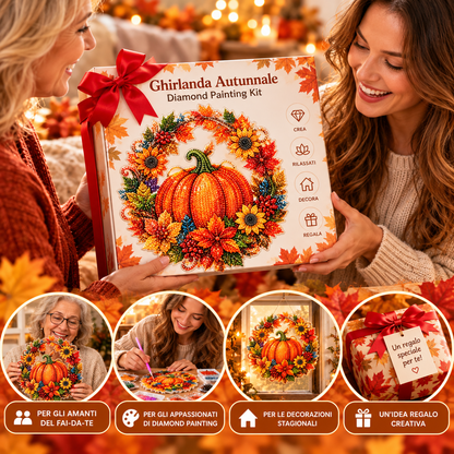 Ghirlanda Autunnale Diamond Painting – Zucca e Fiori