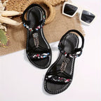Women's Floral Braided Strap Sandals Multicolor Bohemian Style Summer Footwear — Image 6