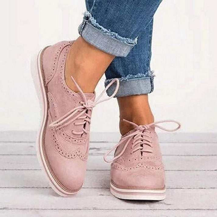 Women's Suede Brogue Oxford Shoes - Stylish, Comfortable, Multiple Colors — Main Image