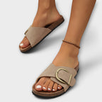 Pin Podaway Women's Slip-On Sandals Cork Footbed Adjustable Buckle Black — Image 6