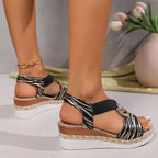 Women's Wedge Sandals - Espadrille with Metallic Accent in Multiple Colors — Image 5