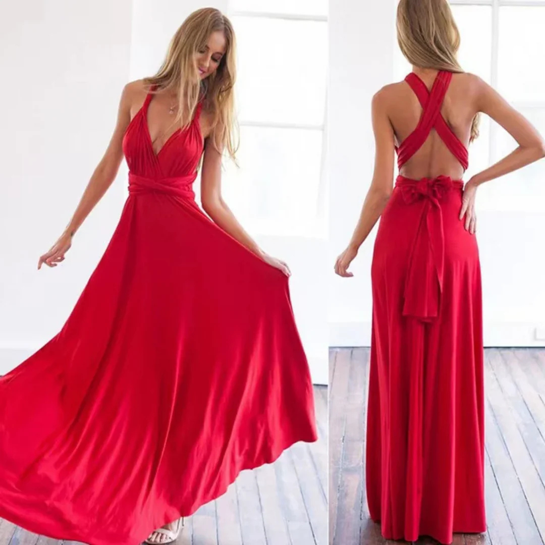 Convertible Maxi Dress - Elegant Evening Gown, Multiway Wrap, Various Colors — Image 13