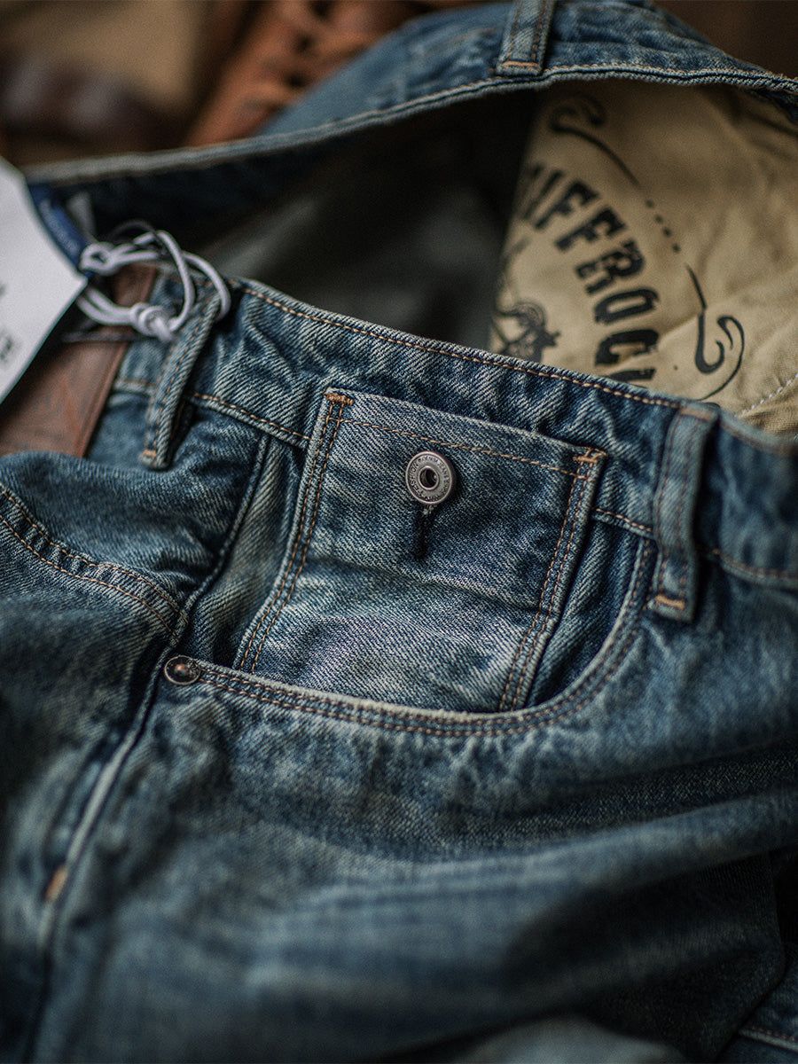 RiffRaff Men's Relaxed Fit Jeans Vintage Wash Denim — Image 5