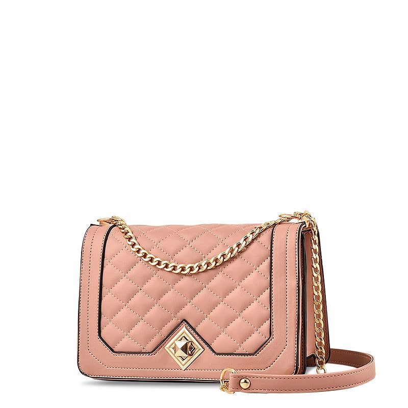 Quilted Chain Shoulder Bag Crossbody Purse PU Leather, available in Beige, White, Gray, Black, Red, Green, Pink — Image 7
