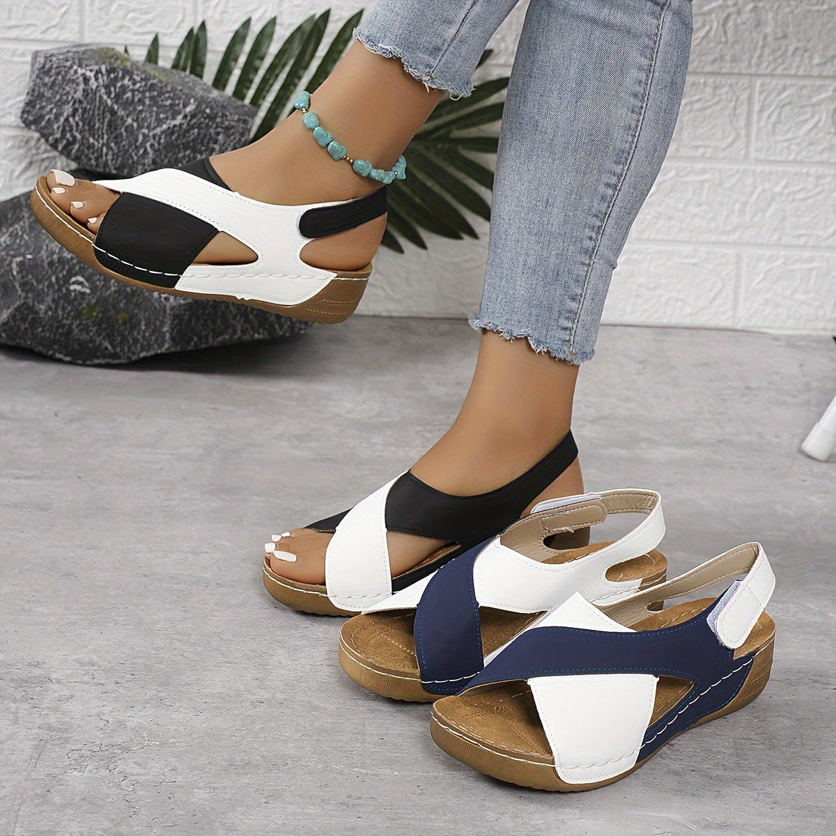 Women's Cross Strap Sandals Multi-Color Comfortable Open Toe Casual — Image 2
