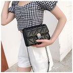 Quilted Crossbody Bag Black Faux Leather Chain Strap Shoulder Purse — Image 7