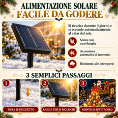 🎅 Slitta di Babbo Natale Volante con Luci Solari – Decorazione Natalizia da Giardino