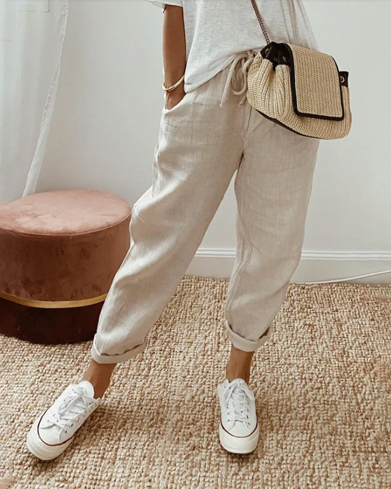 Women's Linen Pants - Relaxed Fit, Multiple Colors, Lightweight — Main Image