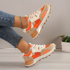 Women's Mesh Sneakers Orange Beige Cushioned Sole Lightweight Breathable — Image 3