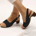 Women's Slingback Sandals Faux Leather Low Heel Open Toe Adjustable Buckle Summer Shoes — Main Image