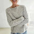 Women's Knit Sweater Soft Wool Blend Casual Pullover Beige Medium — Main Image