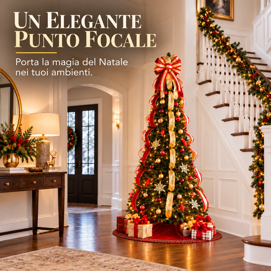 🎄 Albero di Natale Pieghevole con Luci e Decorazioni