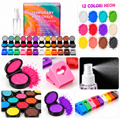 Gessetti Temporanei per Capelli – 12 Colori Neon