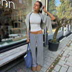 Women's Striped Wide-Leg Lounge Pants Cotton Knit Elastic Waist Relaxed Fit — Image 5