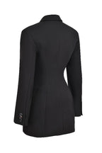 Black Blazer Dress, Structured Mini Dress with Long Sleeves — Image 9