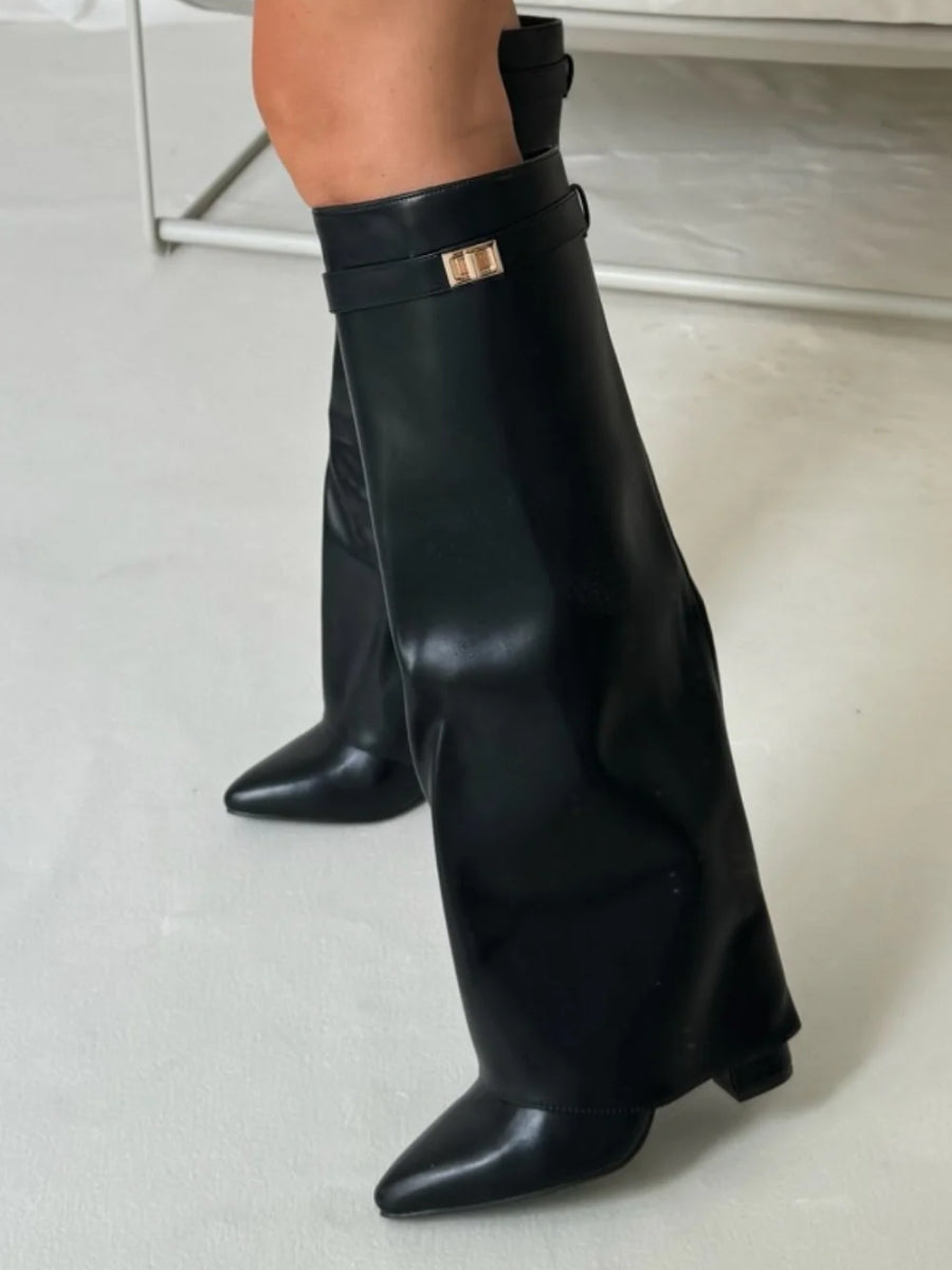Elegant Women's Knee-High Suede Boots - Black, Beige, Brown, Luxurious Material — Image 15