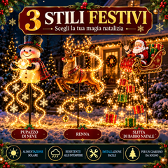 🎅 Slitta di Babbo Natale Volante con Luci Solari – Decorazione Natalizia da Giardino