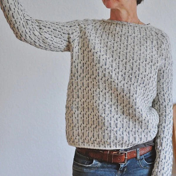 Women's Knit Sweater Soft Wool Blend Casual Pullover Beige Medium — Image 2