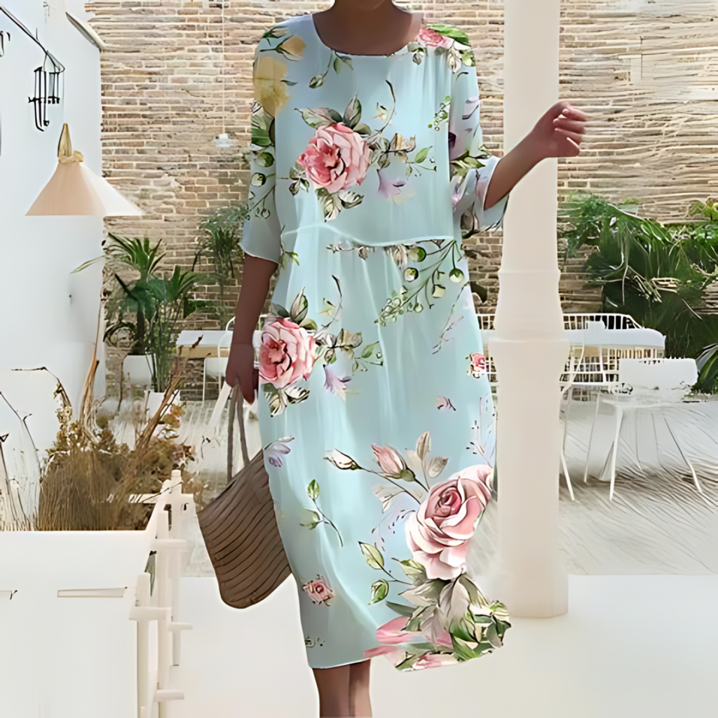 Bohemian Floral Print Maxi Dress - Lightweight, Breathable, Elegant Design — Main Image