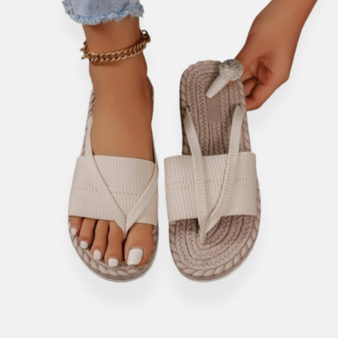 Women's Slip-On Sandals with Braided Jute Sole and Cross Strap Design in Black, Green, Beige — Image 3