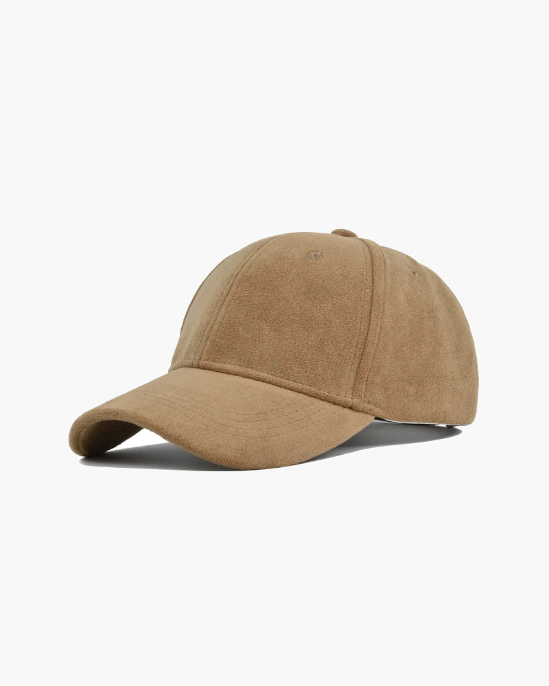 Unisex Cotton Baseball Cap Adjustable Suede Texture Tan — Main Image