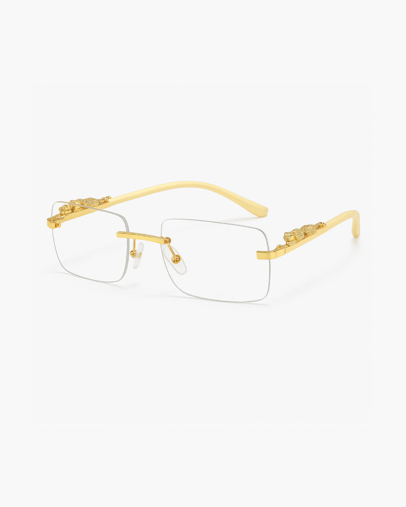 Luxury Rimless Gold-Plated Eyeglasses Rectangular Frame Decorative Accents Unisex — Main Image