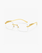 Luxury Rimless Gold-Plated Eyeglasses Rectangular Frame Decorative Accents Unisex — Main Image