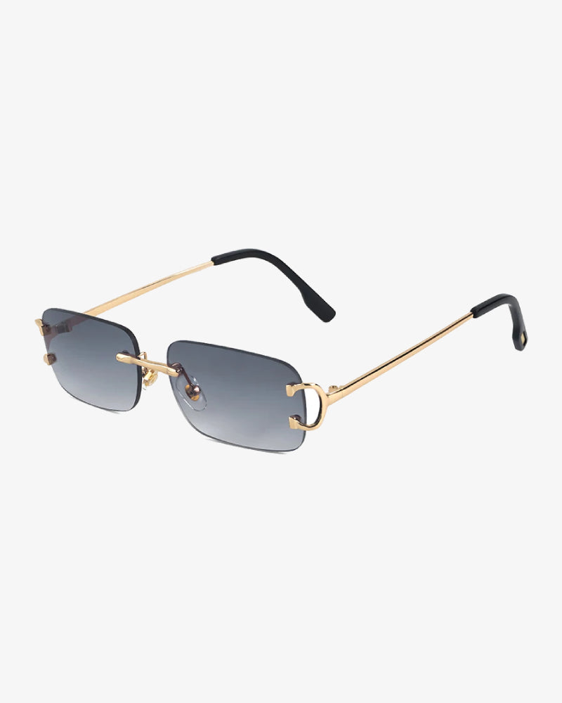 Brand Rimless Rectangular Sunglasses Gold Metal Frame UV Protection Men Stylish Eyewear — Main Image