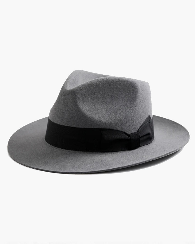 Classic Wool Fedora Hat Wide Brim Felt Ribbon Band Men's Timeless Style — Main Image
