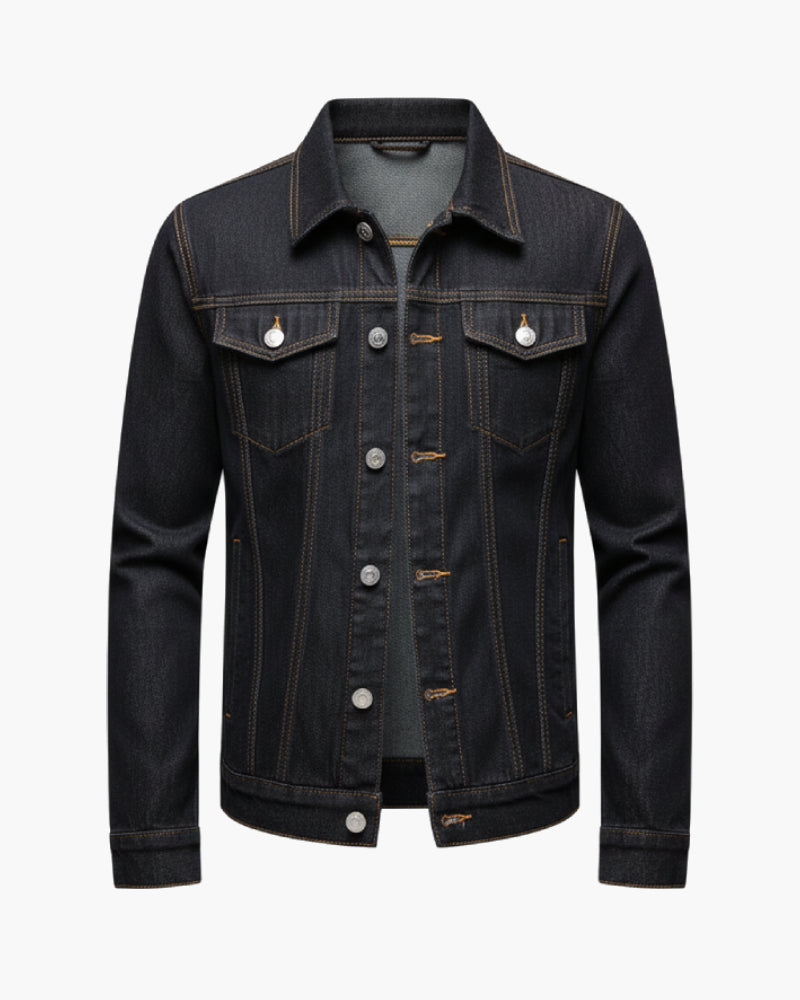 Levi's Men's Denim Jacket Cotton Blend Dark Wash Casual Outerwear Button Closure Pockets — Main Image