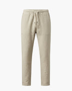 Men's Linen Blend Jogger Pants Lightweight Elastic Waist Casual Trousers Beige — Main Image