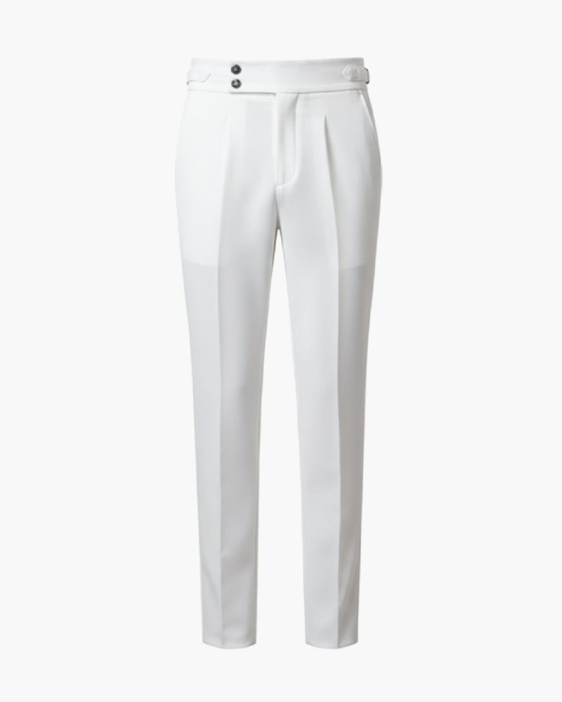 Men's Slim Fit Pleated Trousers High-Waist Business Casual Pants — Main Image