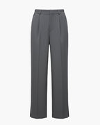 Men's Wide Leg Trousers Polyester Elastic Waist Relaxed Fit Business Casual Pants Gray — Main Image