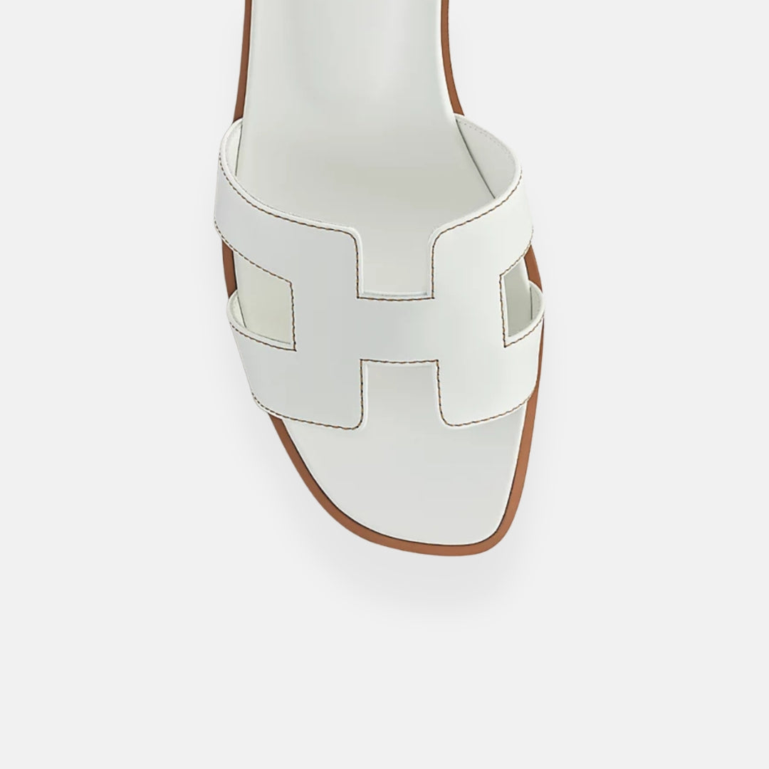 Women's Open Toe Slip-On Sandals Leather Casual Flat Slides Brown — Image 11