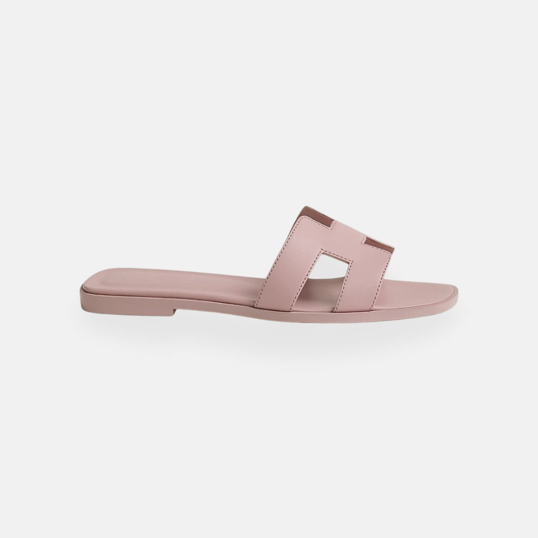 Women's Open Toe Slip-On Sandals Leather Casual Flat Slides Brown — Image 13