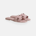 Women's Open Toe Slip-On Sandals Leather Casual Flat Slides Brown — Image 14