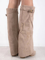 Elegant Women's Knee-High Suede Boots - Black, Beige, Brown, Luxurious Material — Image 8
