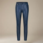 Women's Faux Leather Skinny Pants High-Waist Stretch Slim Fit Trousers Black, Red, Blue — Image 6