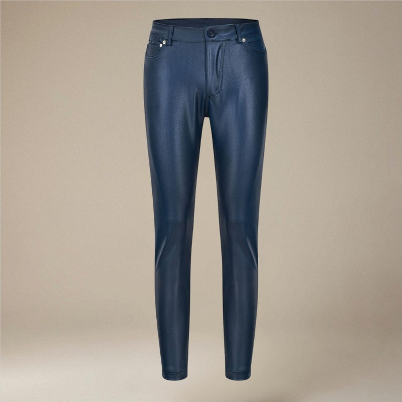 Women's Faux Leather Skinny Pants High-Waist Stretch Slim Fit Trousers Black, Red, Blue — Image 6