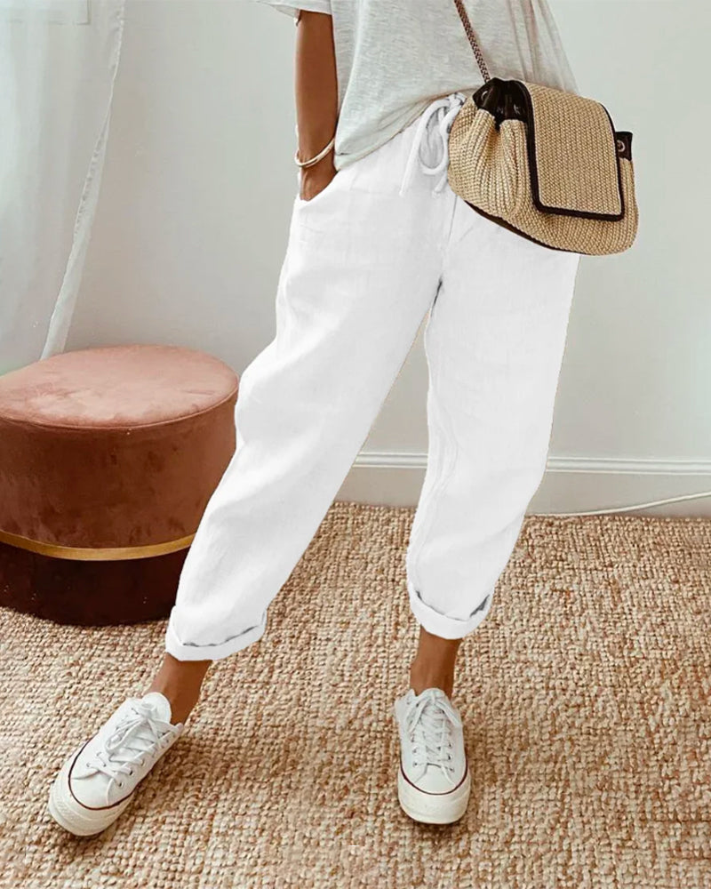 Women's Linen Pants - Relaxed Fit, Multiple Colors, Lightweight — Image 4