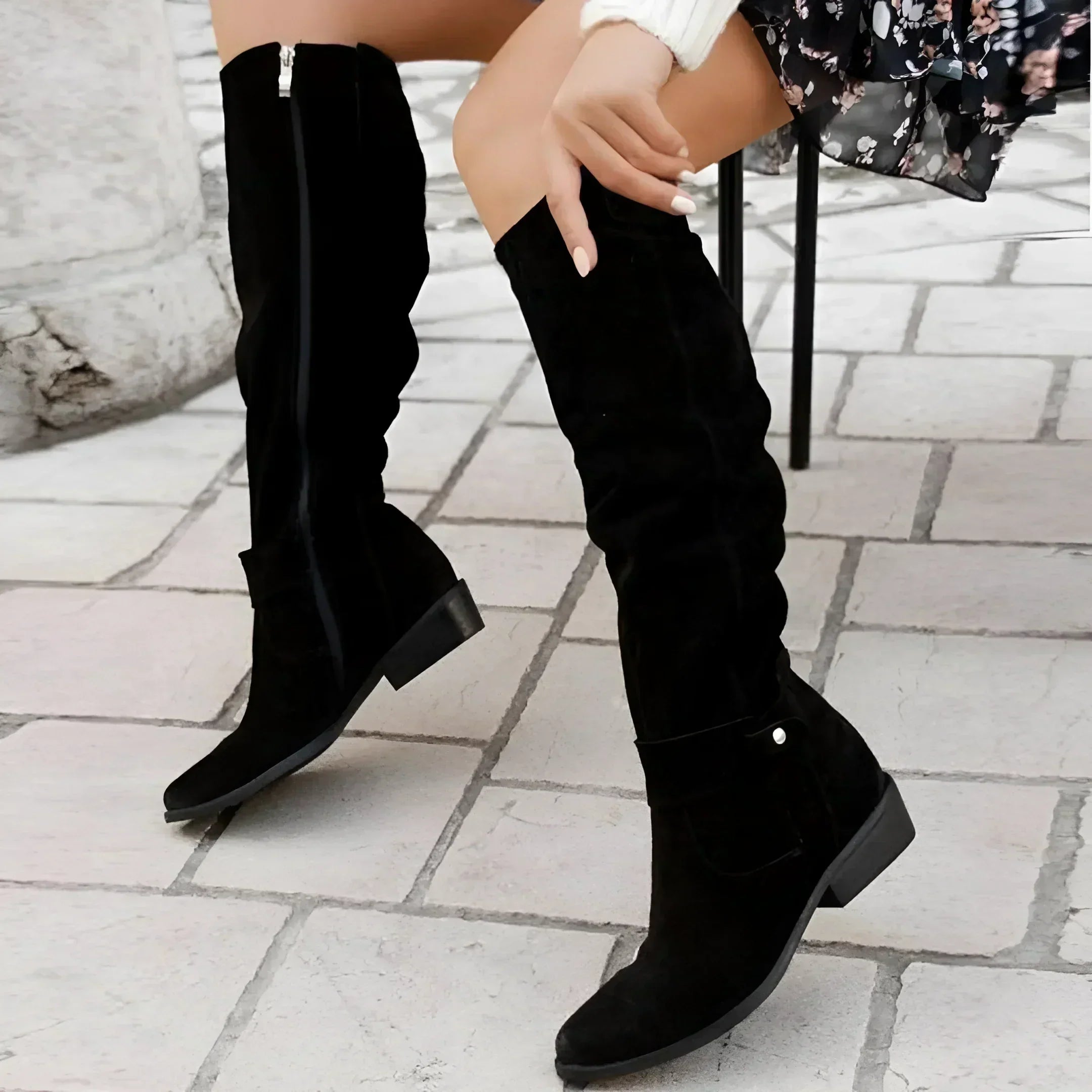 Chic Women's Suede Knee-High Boots in Beige, Brown, Black - Comfortable Fit — Image 6