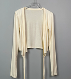 Wrap Front Long Sleeve Top - Women's Tie Waist Top - Cropped Cardigan - Soft Rayon Blend — Image 14