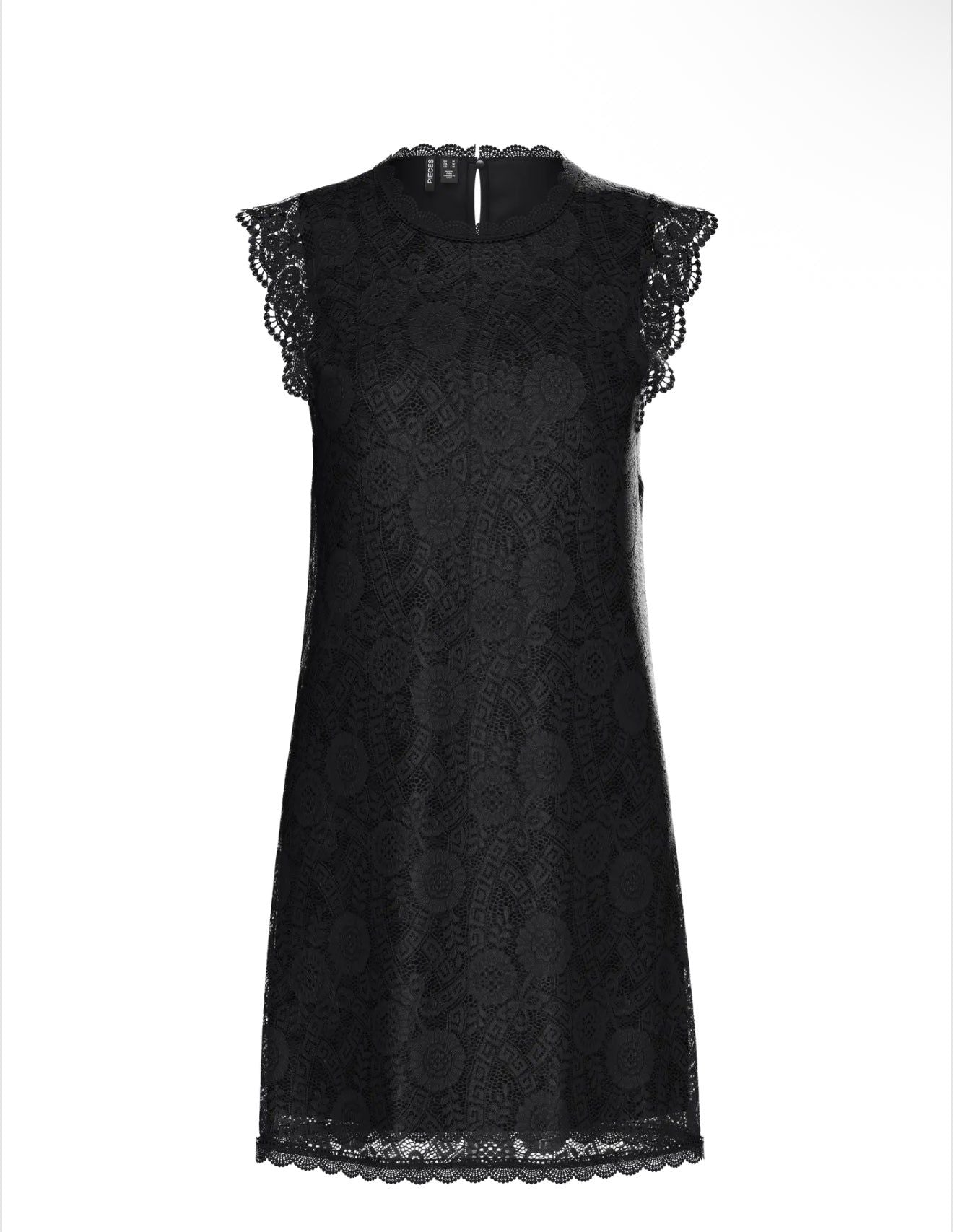Pieces Black Lace Mini Dress - Sleeveless Cocktail Dress with Lace Detailing — Main Image