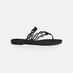Brand Women's Chain Strap Sandals Black Rubber Sole Slip-On — Image 2
