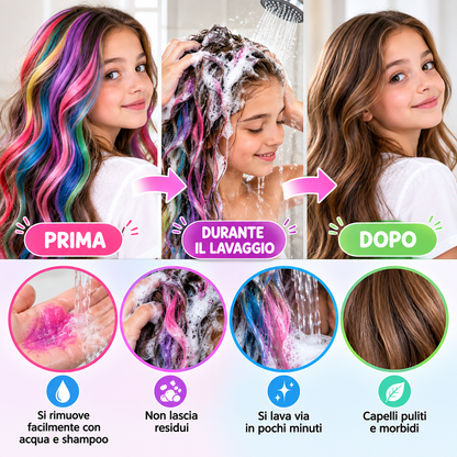 Gessetti Temporanei per Capelli – 12 Colori Neon