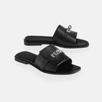 Brand Men's Leather Slide Sandals Black Brown White Slip-On Metal Buckle — Main Image