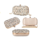Crystal Beaded Evening Clutch Bag Champagne Wedding Party Prom Purse — Image 3